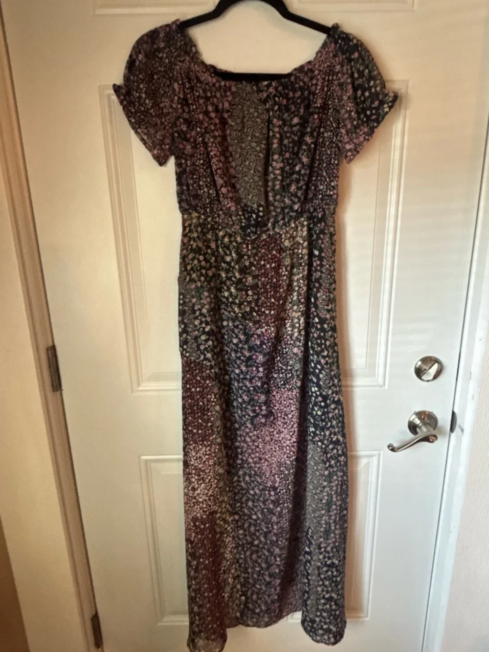 Lulu's Black Floral Maxi Dress with Pink and Blue Print - Picture 8 of 9